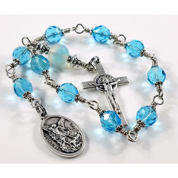 One Decade Rosary, Police Rosary, Handmade Saint Michael Pocket Rosary - Picture 8 of 10
